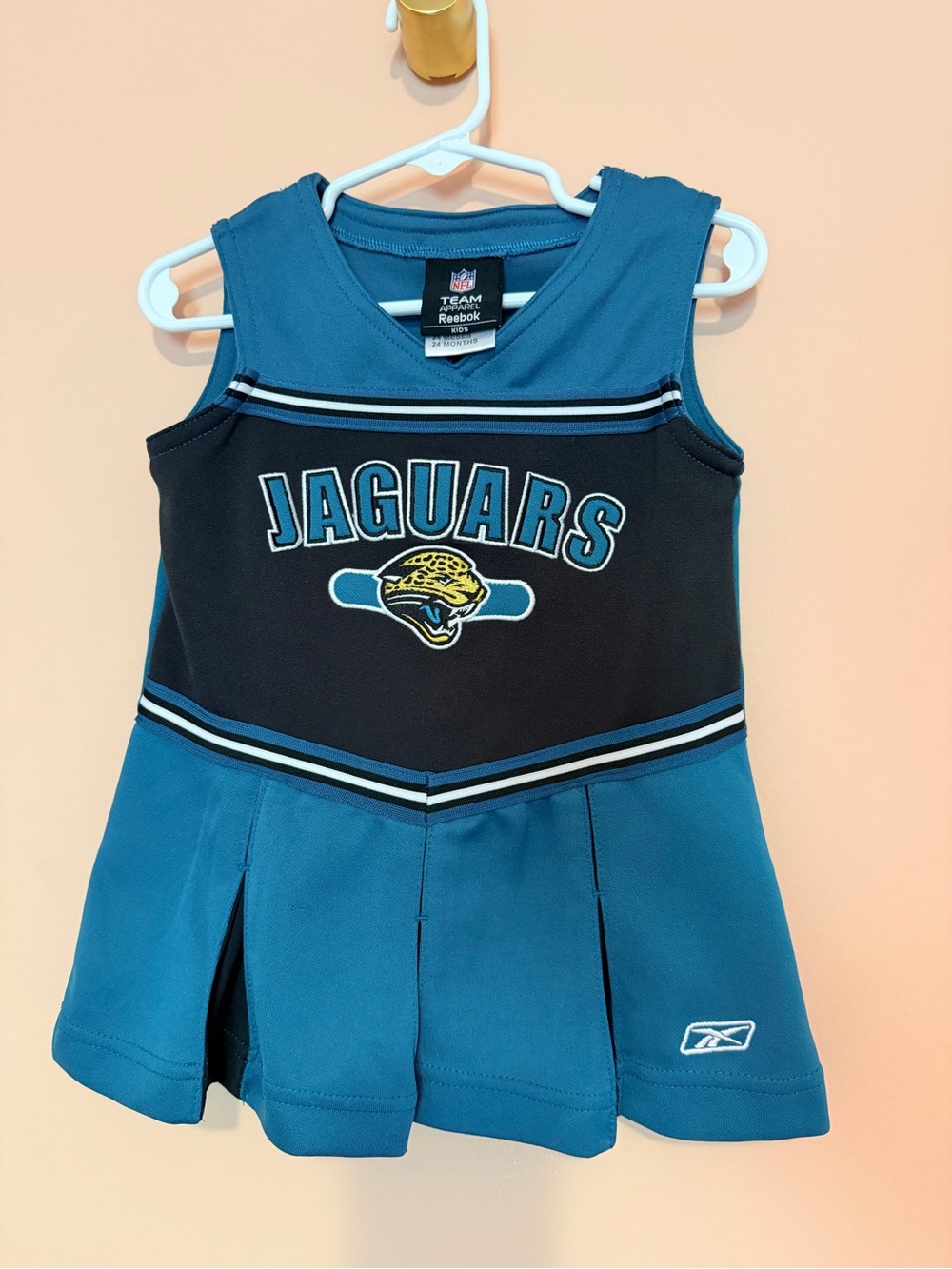 Reebok Girls' Jaguars Teal & Black Cheer Tank Dress embroidered size 24 months